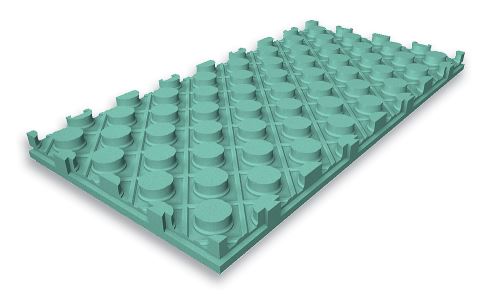 Austrotherm EPS systémová deska pro podlahové vytápění určená pro uložení topných trubek o průměru 16 až 20 mm, expandovaný polystyren s profilovanými výstupky pro přesné vedení trubek.