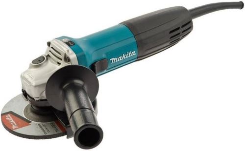 Makita GA9050R úhlová bruska s kluznou třecí spojkou, kompaktní převodovou skříní a kotoučem o průměru 230 mm.