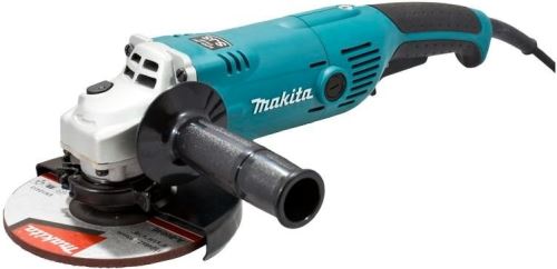 Makita GA6021 úhlová bruska s tlumením torzního kmitání (SJS), labyrintovým systémem a kotoučem o průměru 150 mm.