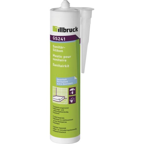 ILLBRUCK GS241 transparentní – sanitární silikon pro koupelny a kuchyně s odolností proti plísním