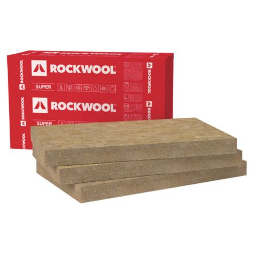 Rockwool Superrock 035 s deskami o rozměrech 1000x610mm je univerzální izolační deska z kamenné vlny, ideální pro nízkoenergetické a pasivní domy.