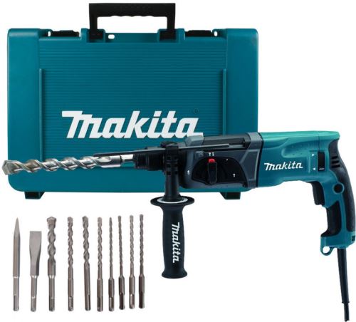 Makita HR2470X16 kombinované kladivo s třemi režimy vrtání, omezovačem momentu a systémem SDS-PLUS pro profesionální použit

í.