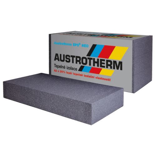 Austrotherm EPS NEO 70 je šedý polystyren s λD 0,031 W/m·K pro zateplení fasád ETICS. Výborné izolační vlastnosti a vysoký tepelný odpor pro nízkoenergetické domy.